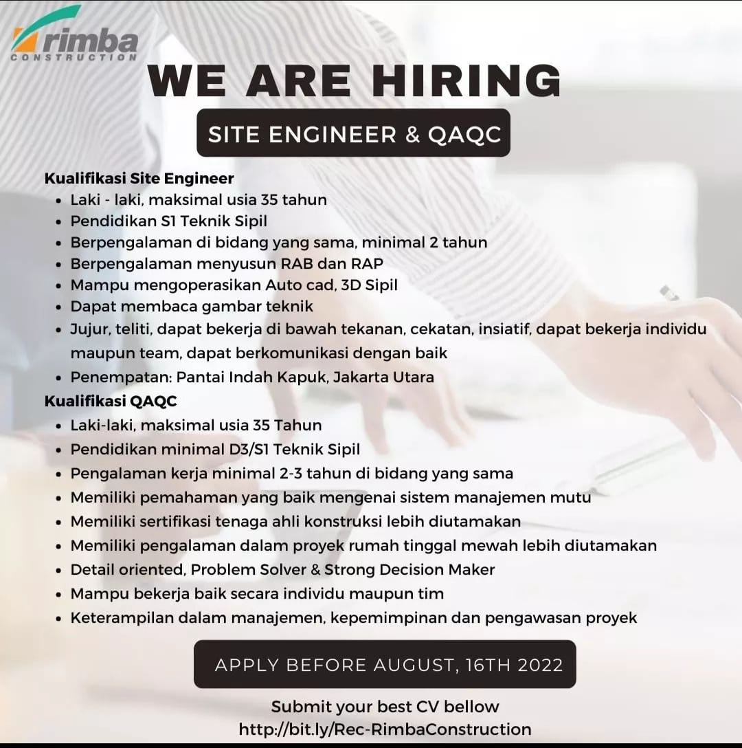 Lowongan Kerja Site Engineer QAQC Di Rimba Construktion Nugasin