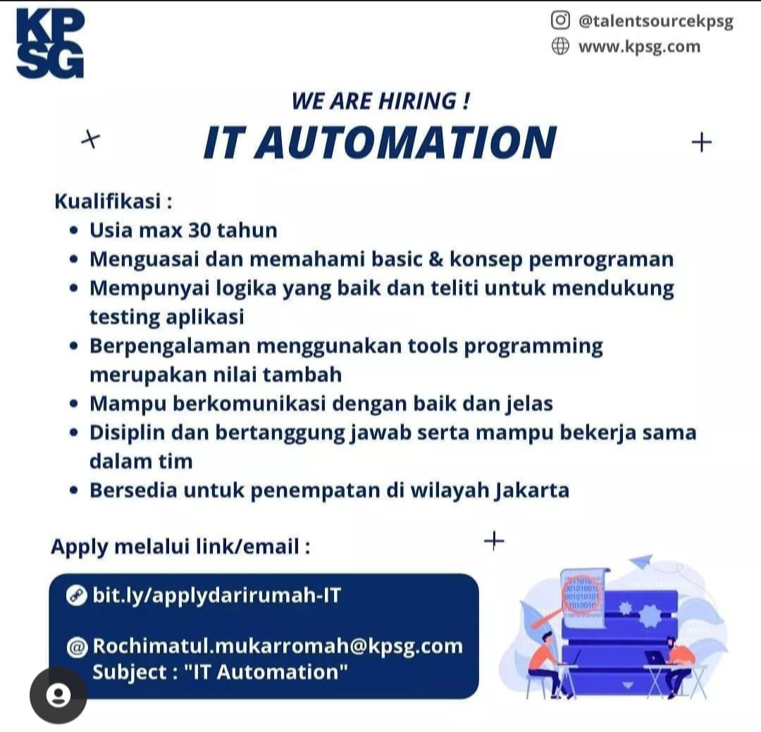 Lowongan Kerja It Automation Di Kpsg Nugasin