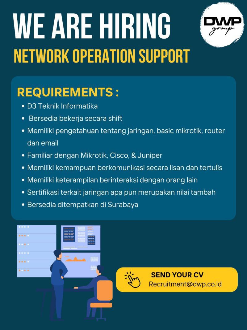 Lowongan Kerja Network Operation Support Di Dwp Group Nugasin