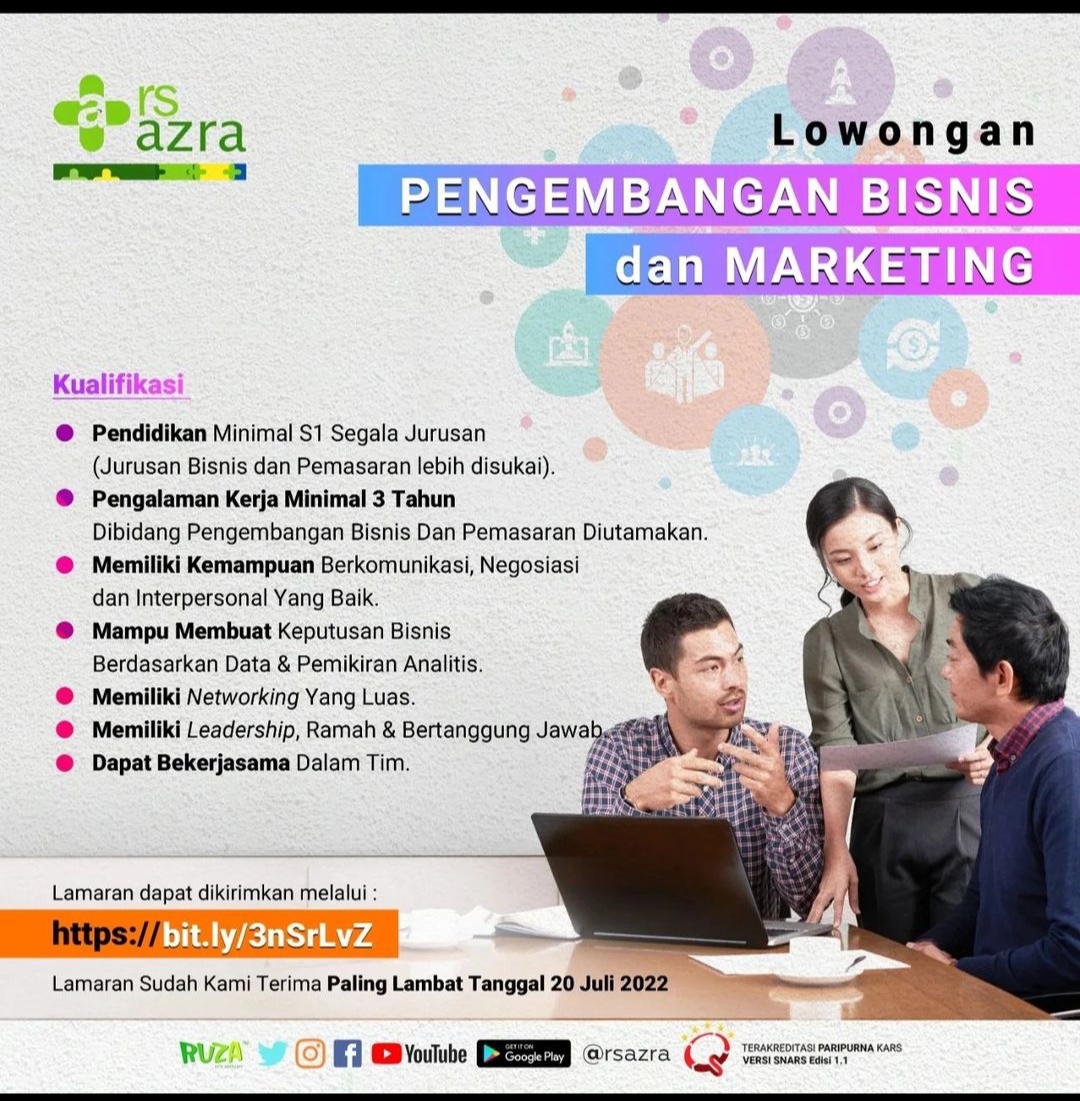 Lowongan Kerja Pengembangan Bisnis Dan Marketing Di RS Azra Nugasin