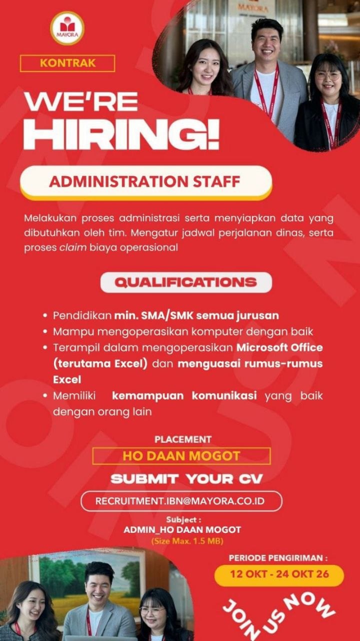 Pamflet Lowongan Kerja: Administration Staff