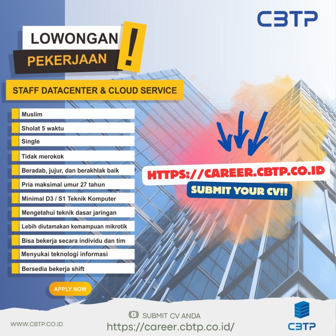 Pamflet Lowongan Kerja: Staff Datacenter & Cloud Service