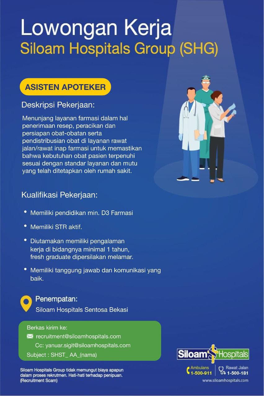 Lowongan Kerja Asisten Apoteker Di Siloam Hospital Group ( SHG ...