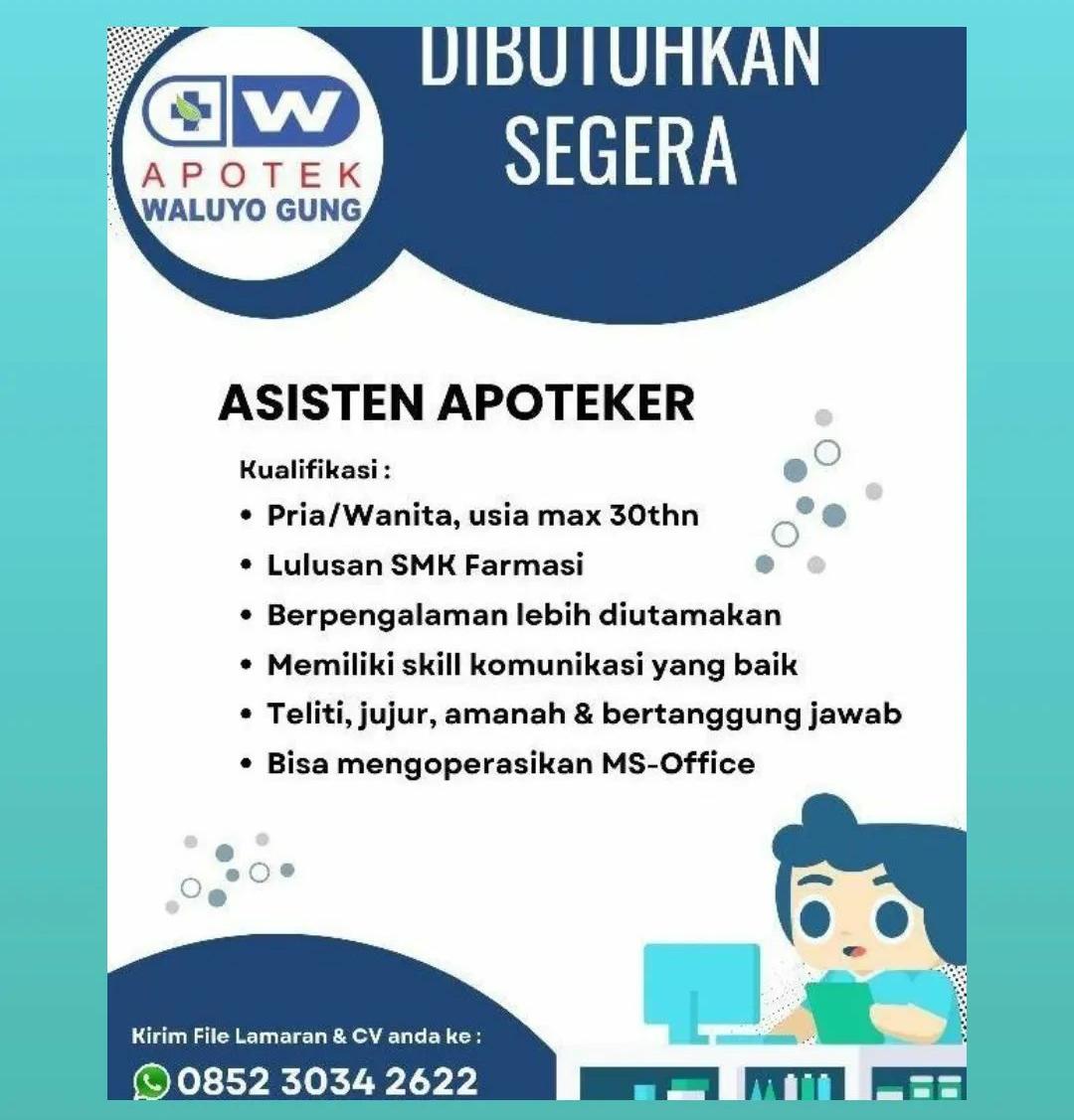 Lowongan Kerja Asisten Apoteker Di Apotek Waluyo 2023 - Nugasin.com