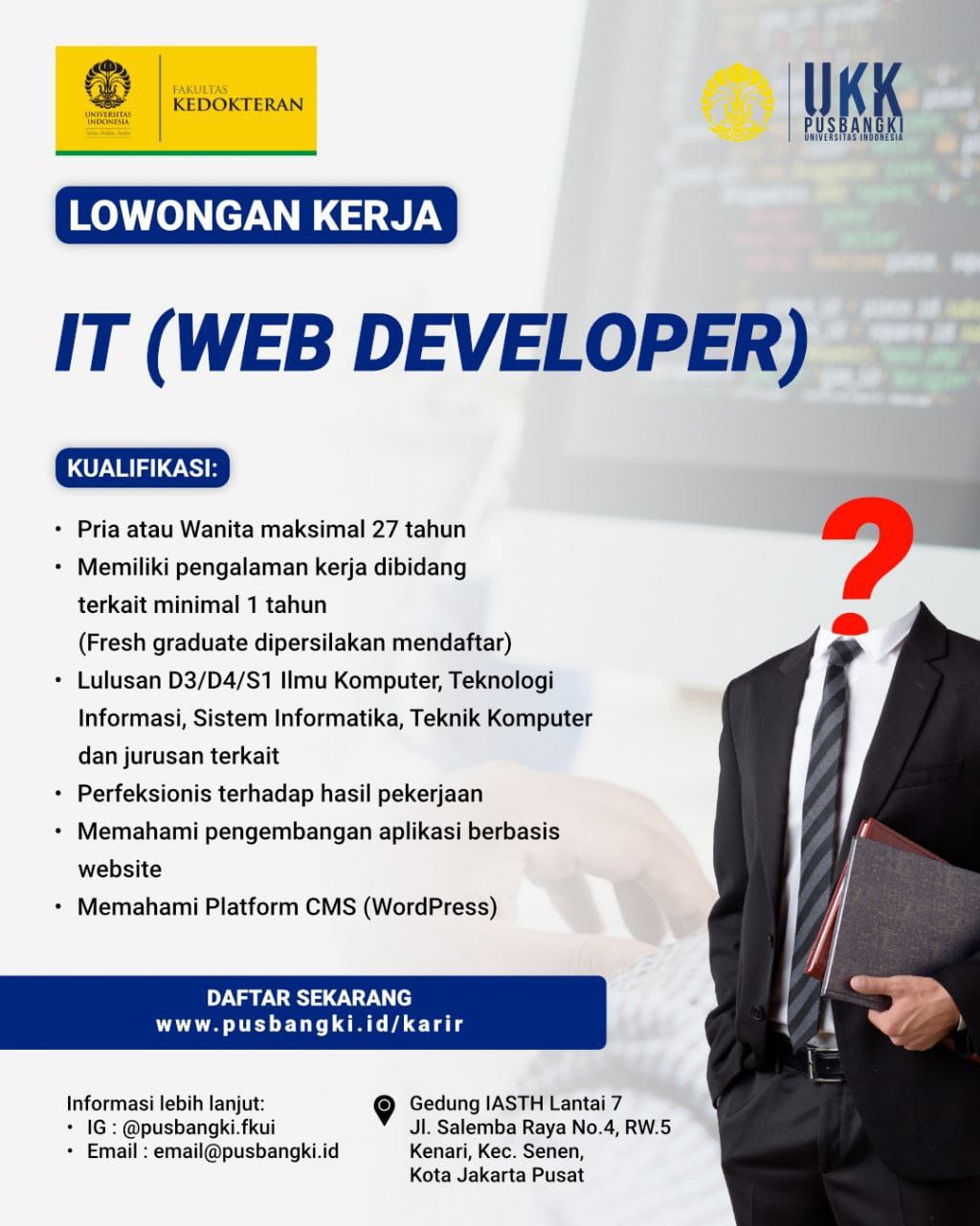 Lowongan Kerja IT ( Web Developer ) Di Universitas Indonesia 2023 ...