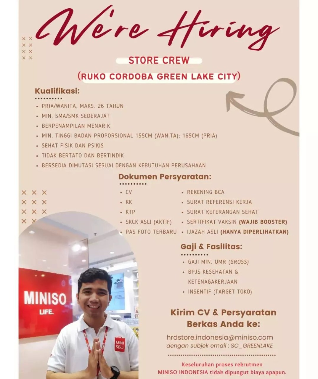 Lowongan Kerja Store Crew Di Miniso Indonesia - Nugasin.com