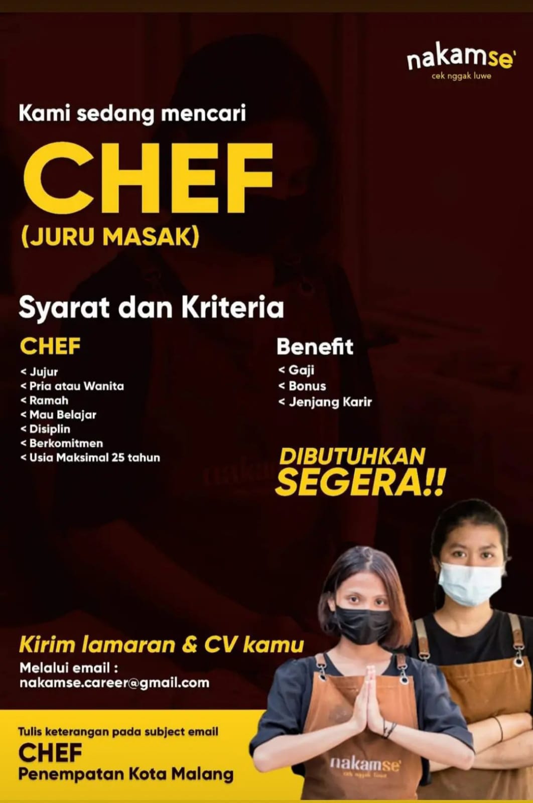 Lowongan Kerja Chef Juru Masak Di Nakanamse Nugasin Com