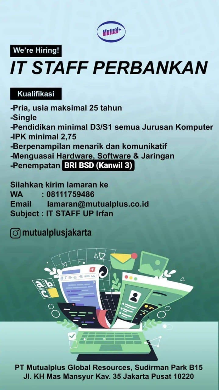 Lowongan Kerja IT Staff Perbankan Di Bank Rakyat Indonesia (BRI) BSD ...