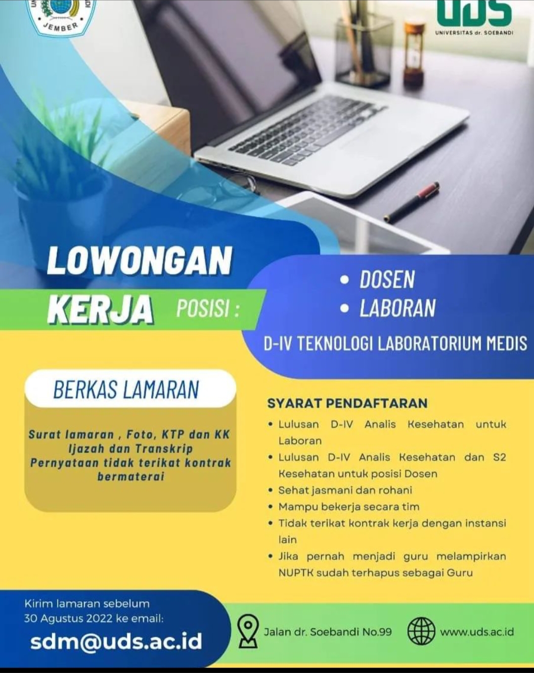 Lowongan Kerja Dosen Dan Laboran Di Universitas Dr. Soebandi Jember ...