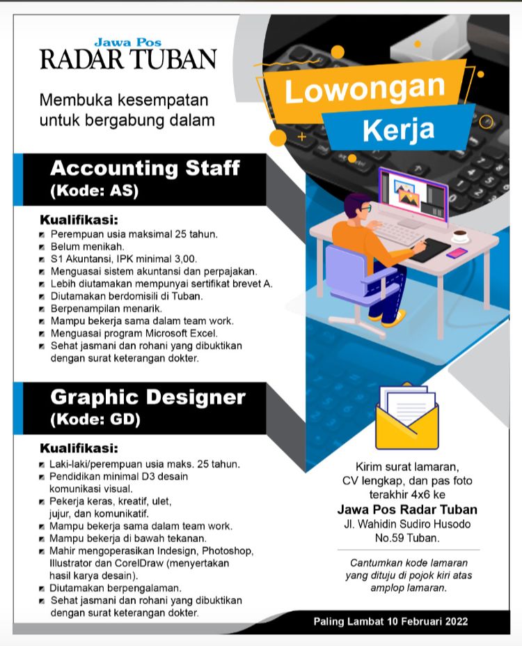 Lowongan Kerja Sebagai Accounting Staff Dan Graphic Designer Nugasin Com