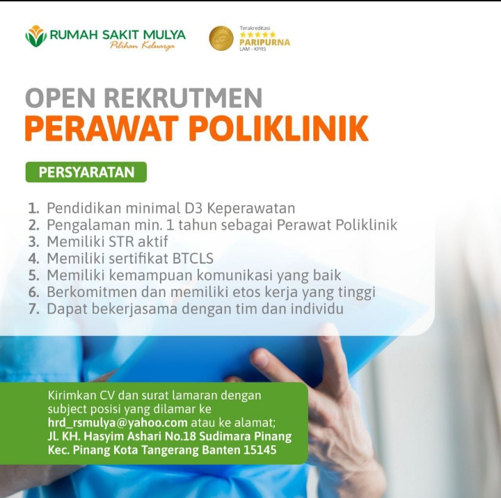 Lowongan Pekerjaan Perawat Poliklinik - Nugasin.com