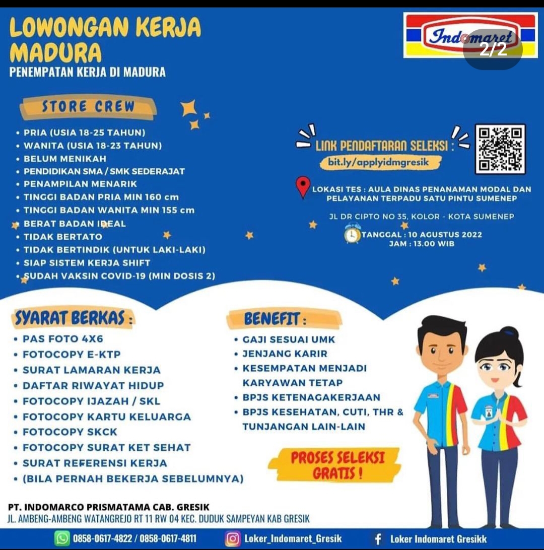 Lowongan Kerja Store Crew Di PT. Indomarco Prismatama - Nugasin.com