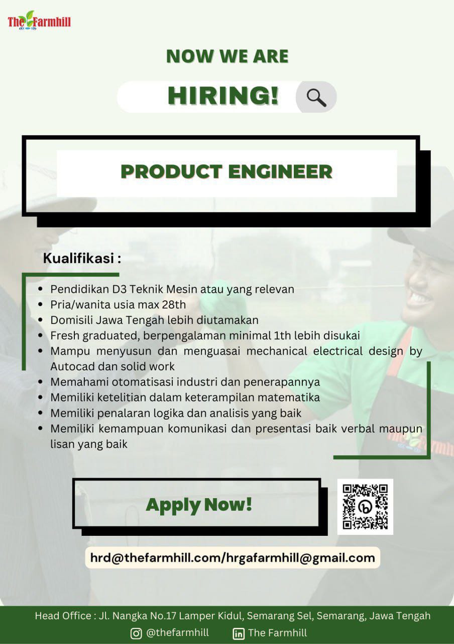 Lowongan Kerja Product Engineer Di Thefarmhill 2023 - Nugasin.com