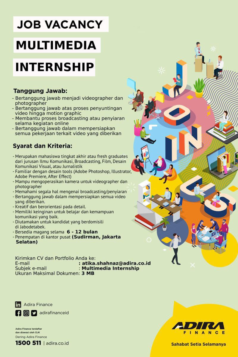 Lowongan Kerja Multimedia Internship Di Adira Finance 2023 - Nugasin.com