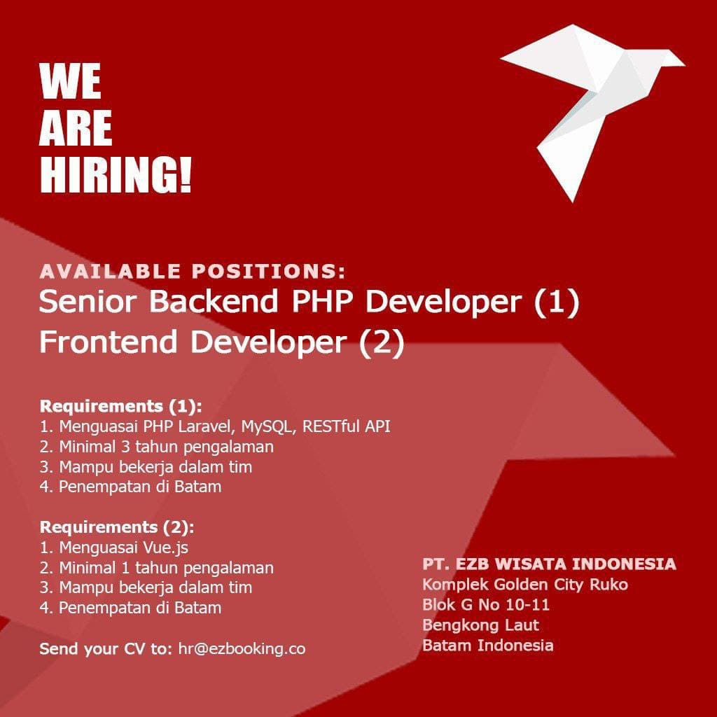 Lowongan Kerja Senior Backend & Frontend PHP Developer Di PT. EZB ...