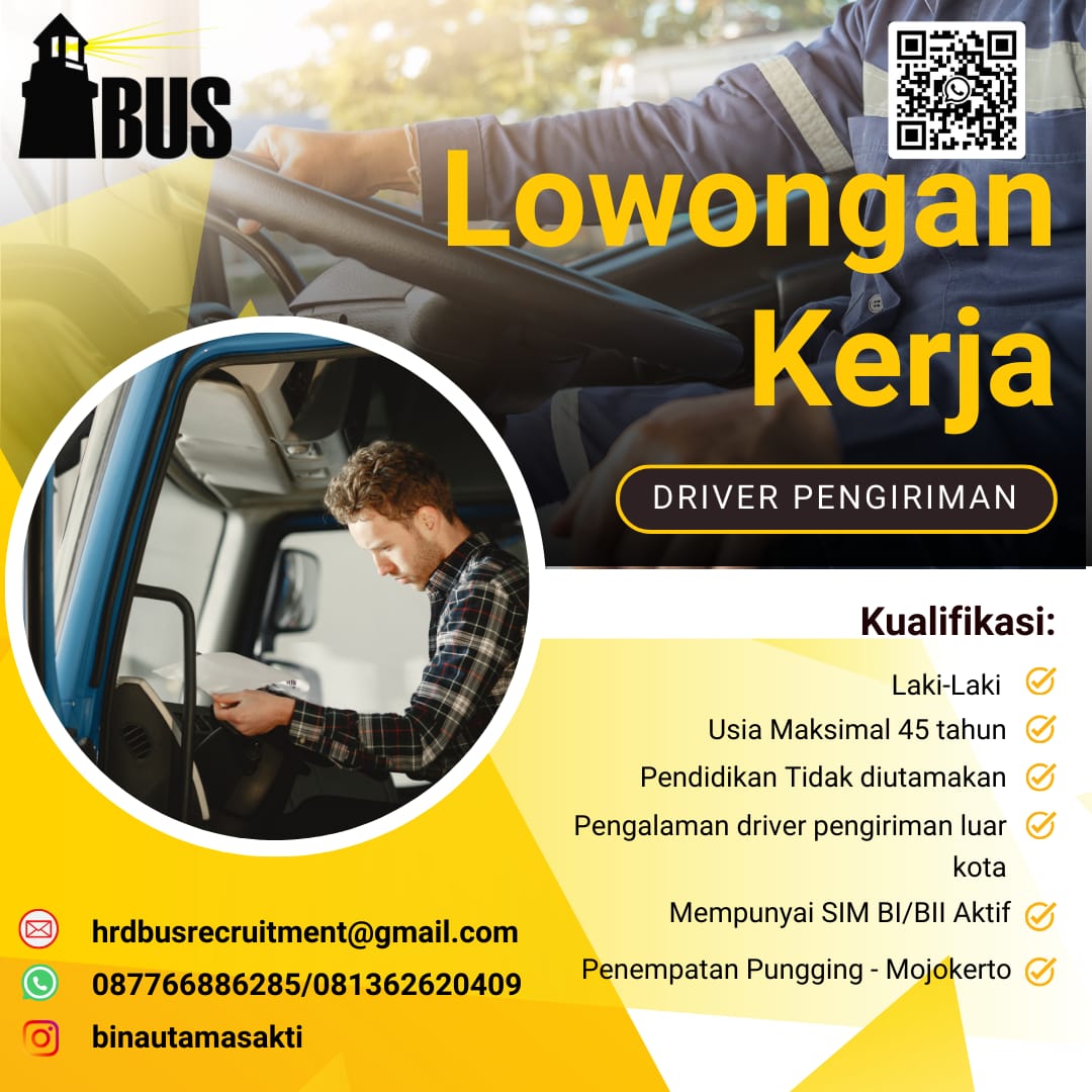 Lowongan Kerja Driver Pengiriman Di PT.Bina Utama Sakti 2024 - Nugasin.com